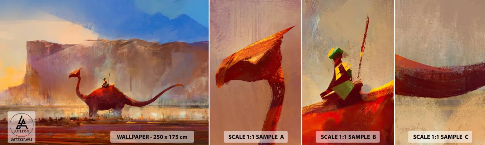 Amostra de papel de parede autocolante Deluxe Sticker - Se não estivessem extintos - Abstração, Dinossauro, Fantasia - 100x30 cm