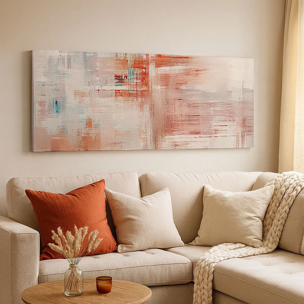 Quadro em tela - Nebuloso. Mas rosa - 100x40 cm