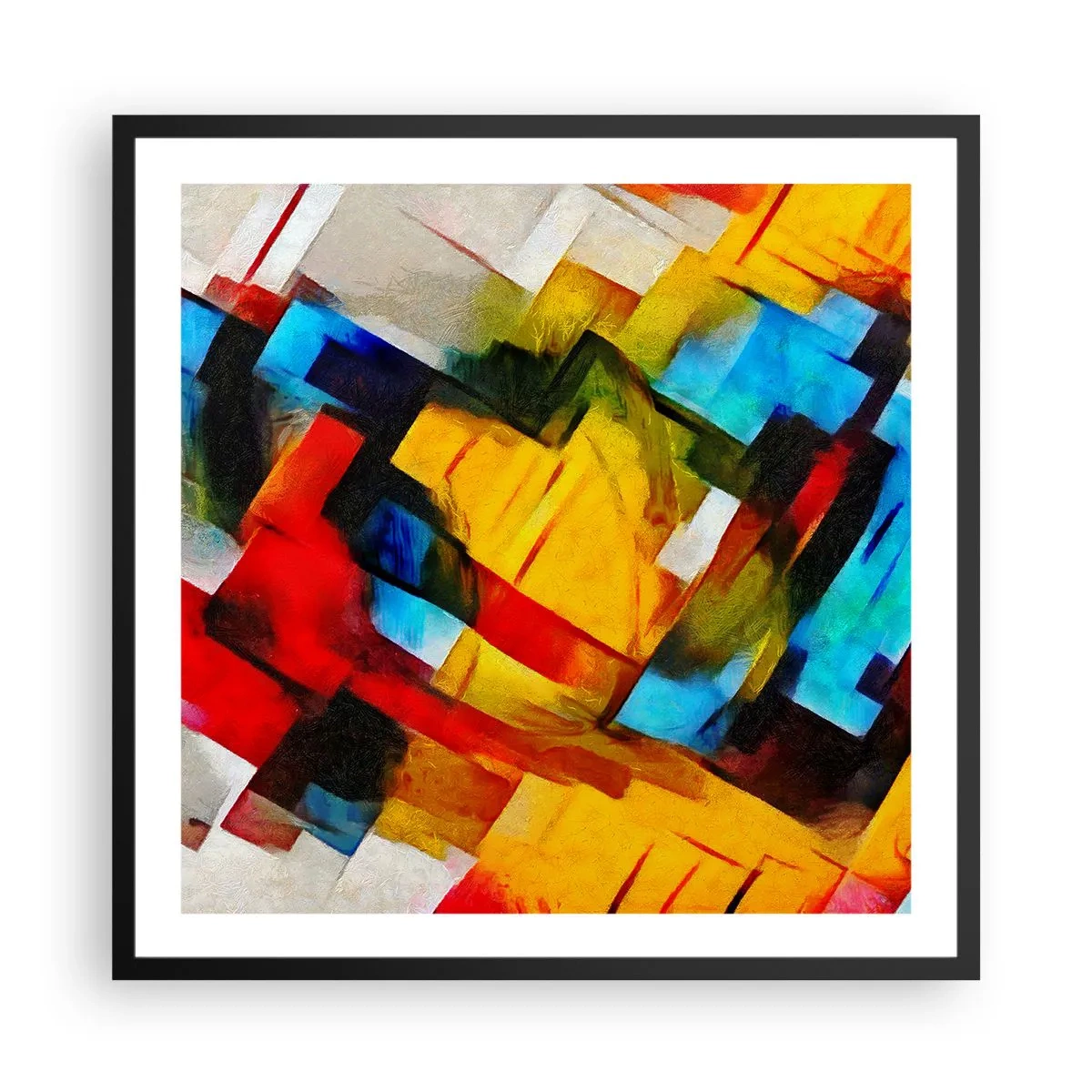 Pôster com moldura preta - Camadas multicoloridas - 60x60 cm