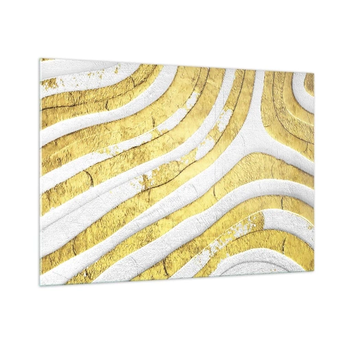 Quadro em vidro - Composição a branco e ouro - 100x70 cm