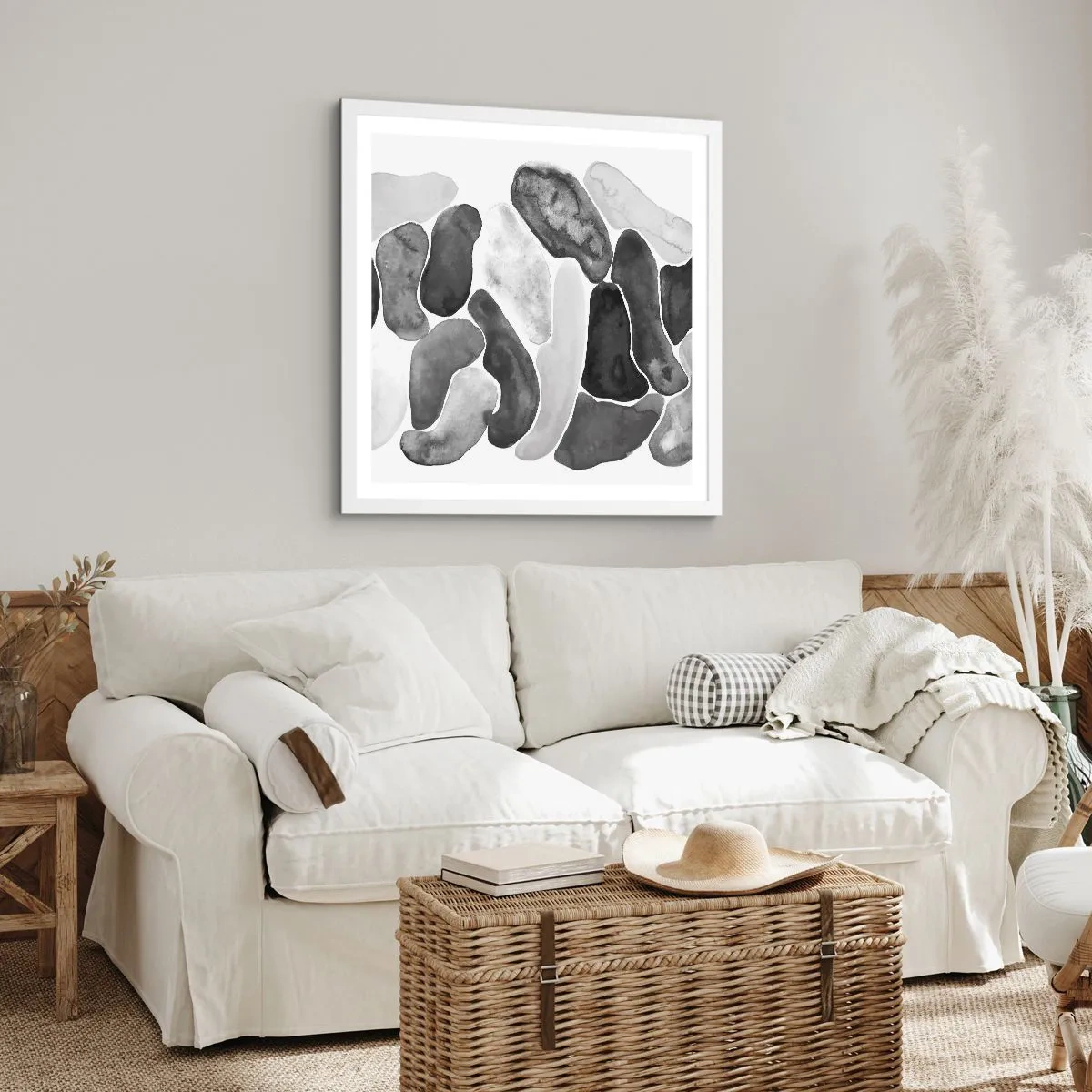 Pôster em moldura branca - Abstração rochosa - 60x60 cm