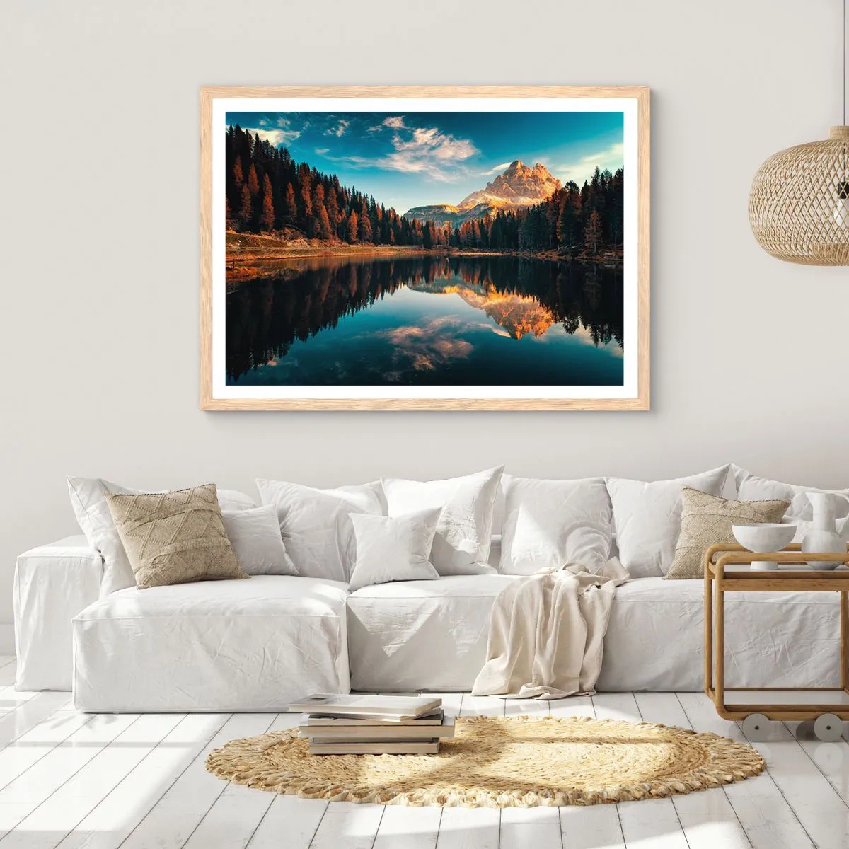 Pôster com moldura de carvalho claro - Paisagem dupla - 100x70 cm