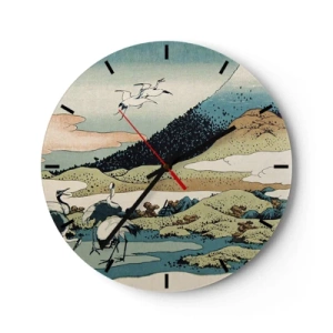 Relógio de parede - Relógio em vidro - No espírito japonês - 40x40 cm