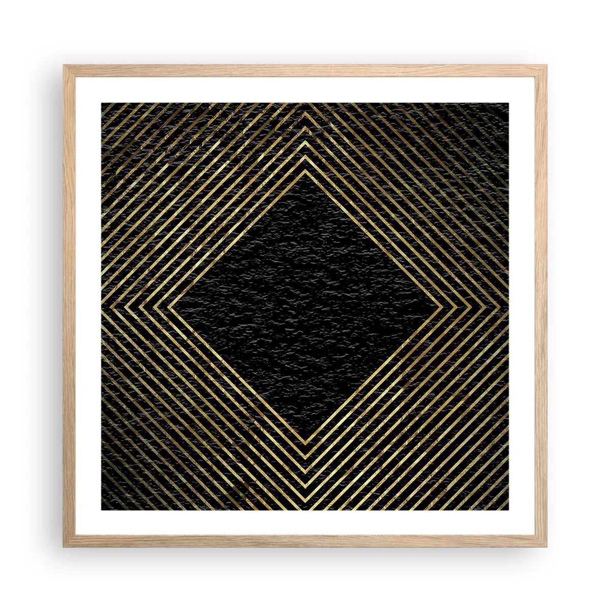 Pôster com moldura de carvalho claro - Geometria em estilo glamoroso - 60x60 cm
