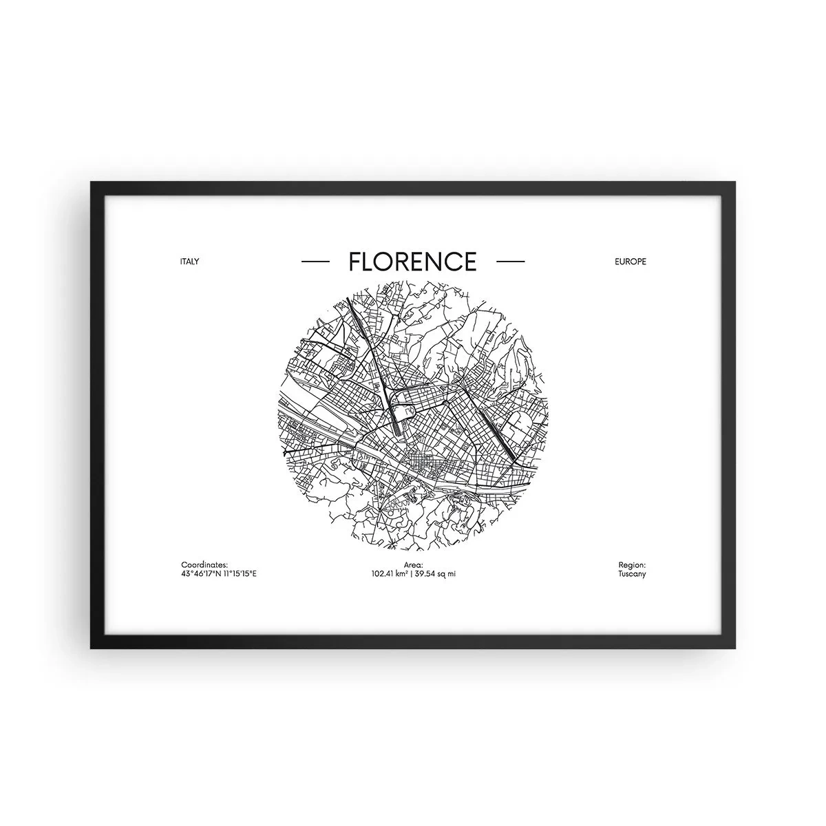 Pôster com moldura preta - A anatomia de Florença - 70x50 cm