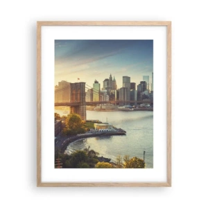 Pôster com moldura de carvalho claro - O amanhecer da cidade grande - 40x50 cm