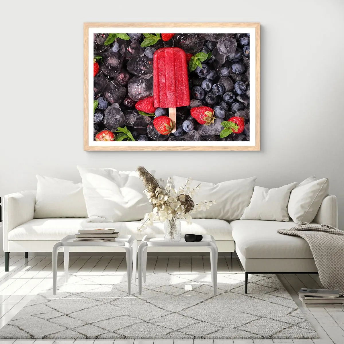 Pôster com moldura de carvalho claro - O sabor de um verão quente - 100x70 cm