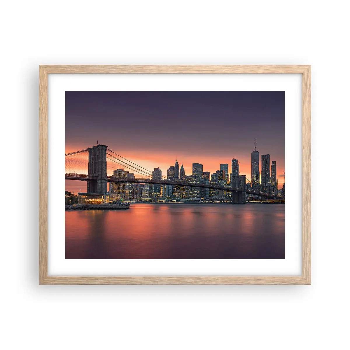 Pôster com moldura de carvalho claro - Imersa no silêncio lilás - 50x40 cm