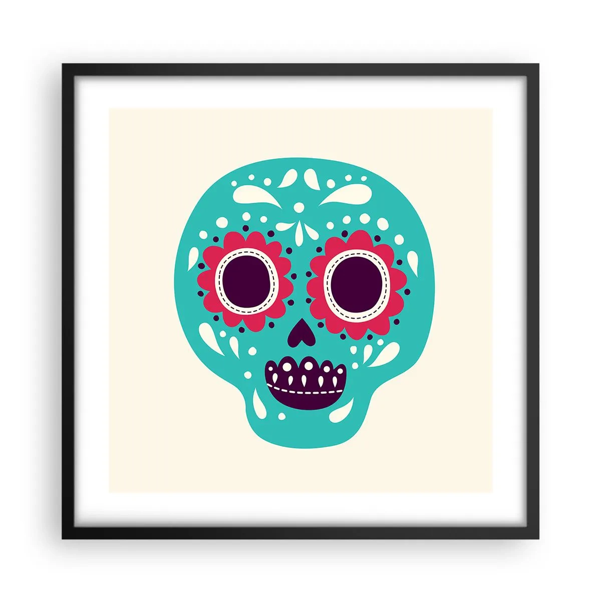 Pôster com moldura preta - Vida – diversão até a morte - 50x50 cm