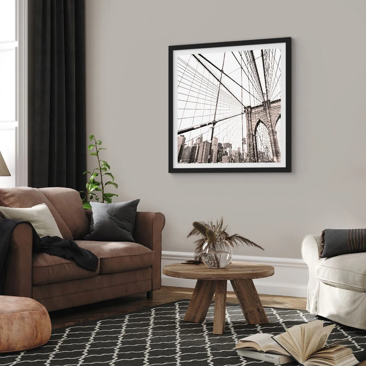 Pôster com moldura preta - Catedral de Nova York - 40x40 cm