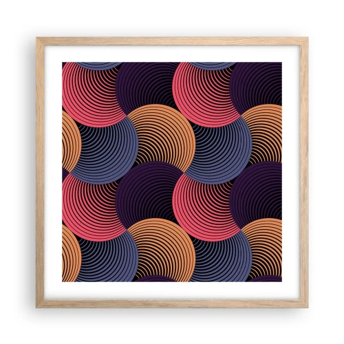 Pôster com moldura de carvalho claro - Num ritmo circular - 50x50 cm