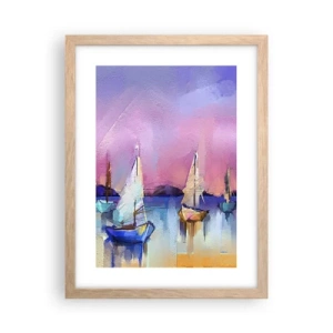 Pôster com moldura de carvalho claro - Direção: águas largas - 30x40 cm