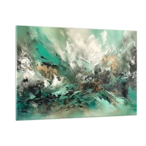 Quadro em vidro - Surf esmeralda e preto - 120x80 cm