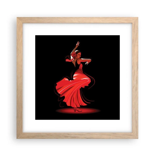 Pôster com moldura de carvalho claro - O espírito ardente do flamenco - 30x30 cm