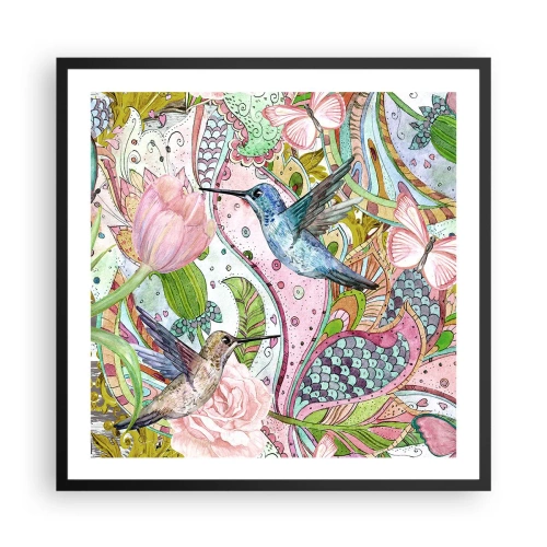 Pôster com moldura preta - Emaranhados em trepadeiras - 60x60 cm