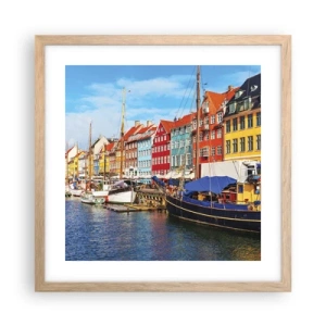 Pôster com moldura de carvalho claro - Orla alegre  - 40x40 cm