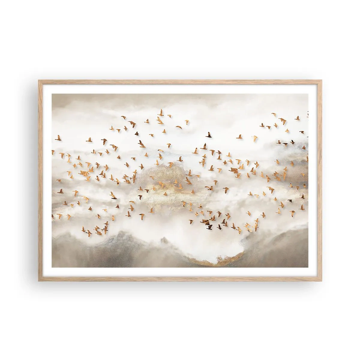 Pôster com moldura de carvalho claro - Está na hora… - 100x70 cm