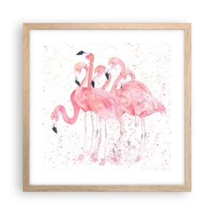 Pôster com moldura de carvalho claro - Conjunto cor-de-rosa - 40x40 cm