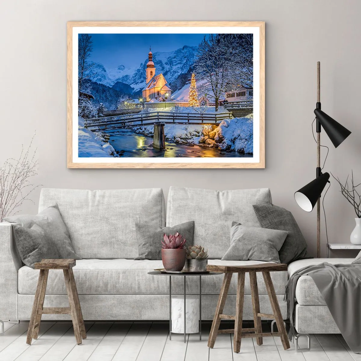 Pôster com moldura de carvalho claro - O Espírito do Natal - 100x70 cm