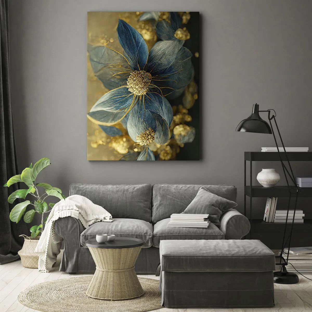 Quadro em tela - Florescer com ouro - 70x100 cm