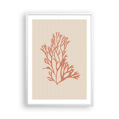 Pôster em moldura branca - Filigrana coral - 50x70 cm