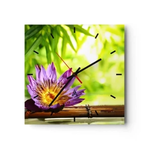 Relógio de parede - Relógio em vidro - Sob o sol asiático - 30x30 cm