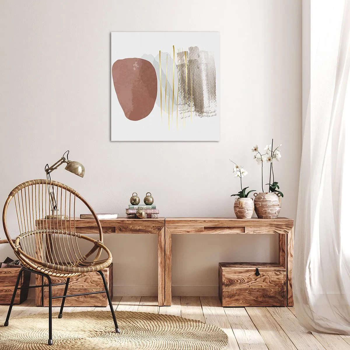 Quadro em tela - Colunata abstrata - 70x70 cm