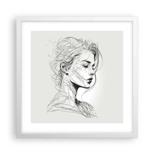 Pôster em moldura branca - Retrato em pensamento - 40x40 cm