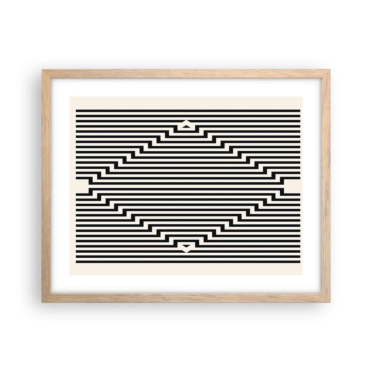 Pôster com moldura de carvalho claro - Ilusão geométrica - 50x40 cm