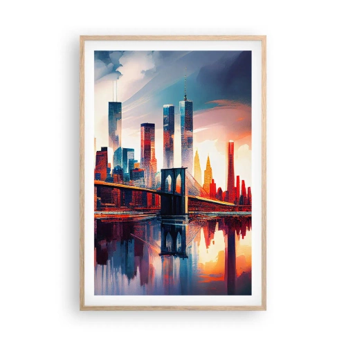 Pôster com moldura de carvalho claro - Nova York dos sonhos - 61x91 cm