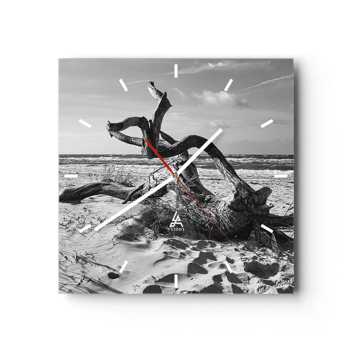 Relógio de parede - Relógio em vidro - Escultura do mar - 40x40 cm