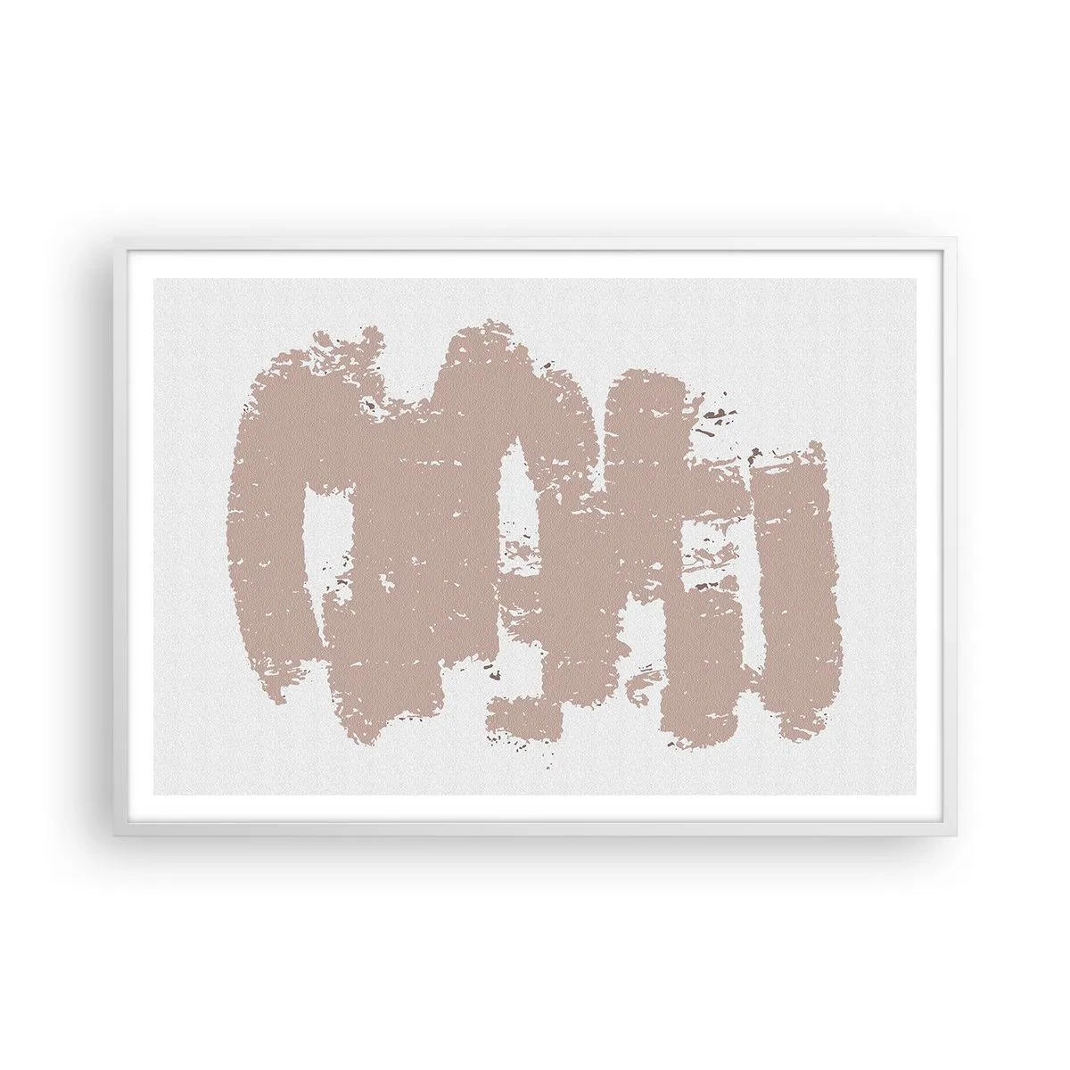 Pôster em moldura branca - Abstração em rosa suave - 100x70 cm