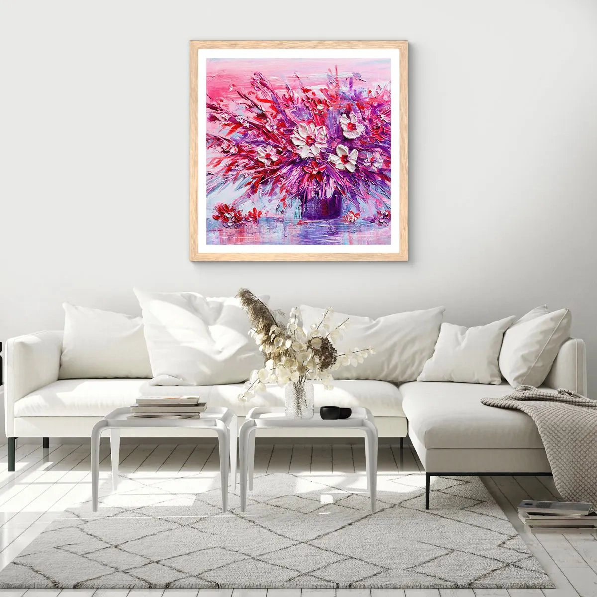 Pôster com moldura de carvalho claro - Inocência e paixão - 50x50 cm