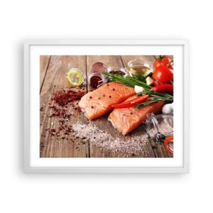 Pôster em moldura branca - Aventura norueguesa na cozinha - 50x40 cm