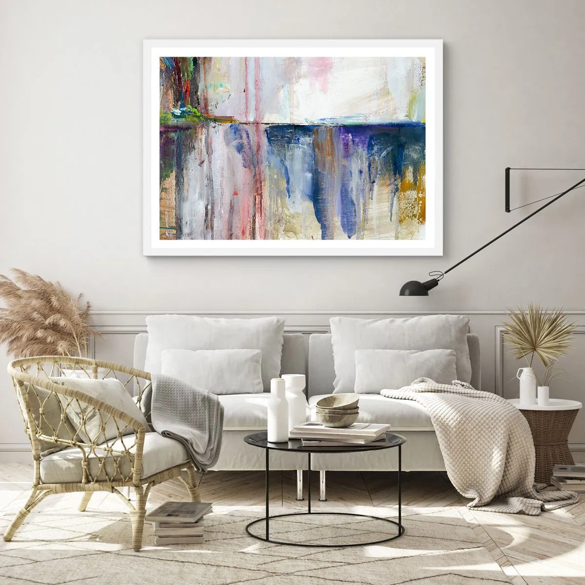 Pôster em moldura branca - Impressões coloridas e associações - 50x40 cm