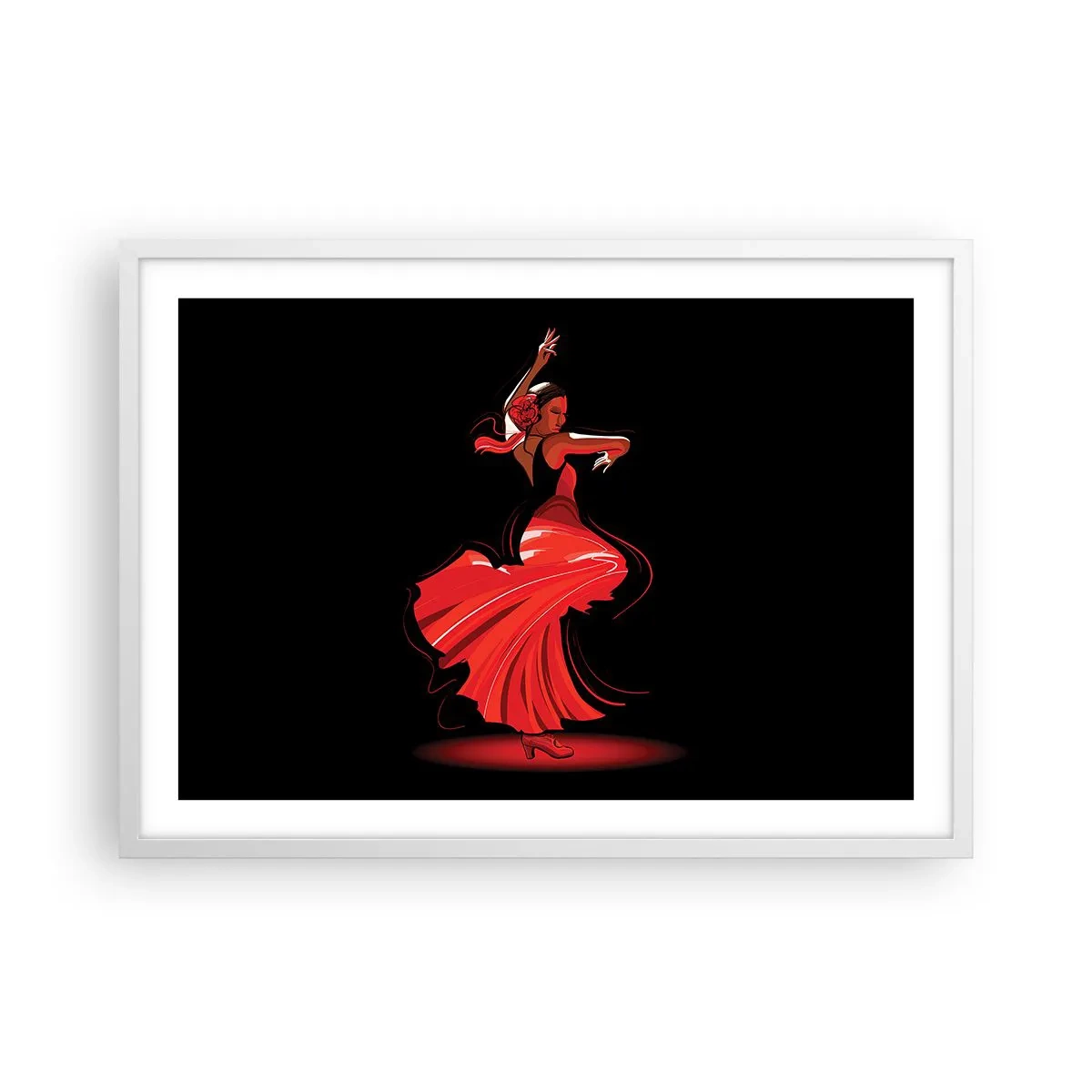 Pôster em moldura branca - O espírito ardente do flamenco - 70x50 cm