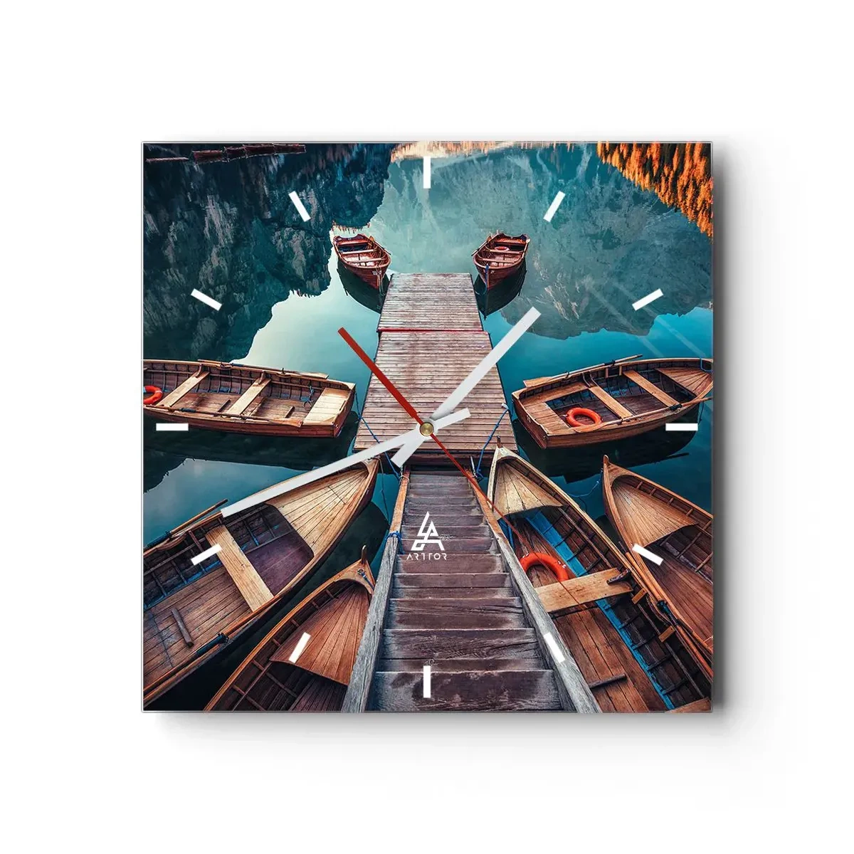 Relógio de parede - Relógio em vidro - À espera na marina - 30x30 cm