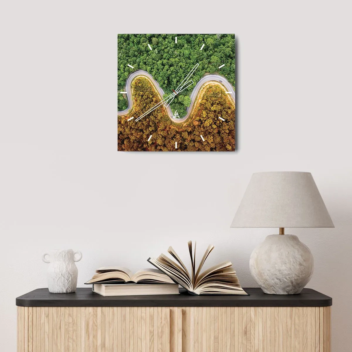 Relógio de parede - Relógio em vidro - Fronteiras e descobertas - 30x30 cm