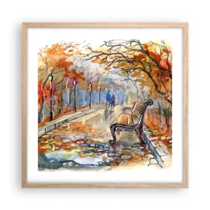 Pôster com moldura de carvalho claro - Juntos pelo outono - 50x50 cm
