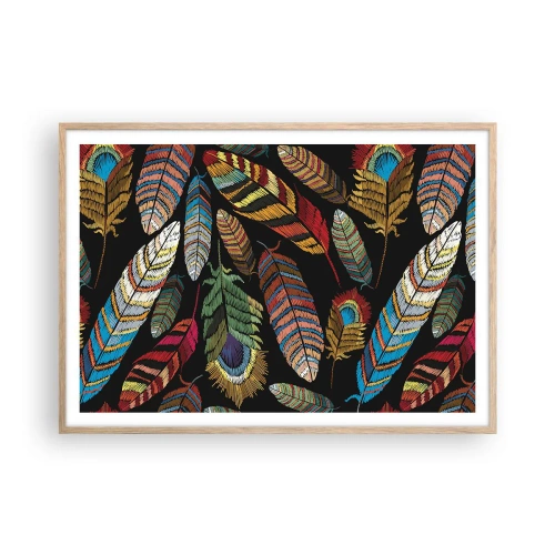 Pôster com moldura de carvalho claro - O carnaval dos pássaros - 100x70 cm