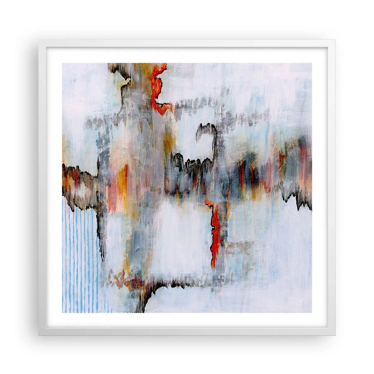 Pôster em moldura branca - Com um palito na água - 60x60 cm