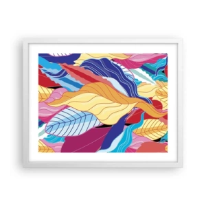 Pôster em moldura branca - Bagunça colorida - 50x40 cm