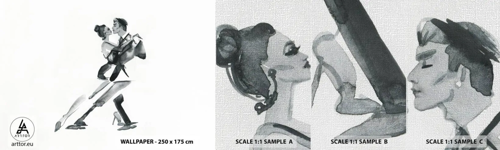 Amostra de papel de parede Premium Canvas - Num só ritmo - Tango, Dança, Dançarino - 100x30 cm