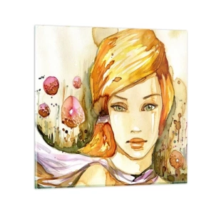 Quadro em vidro - Um olhar esmeralda que acalma a raiva - 70x70 cm