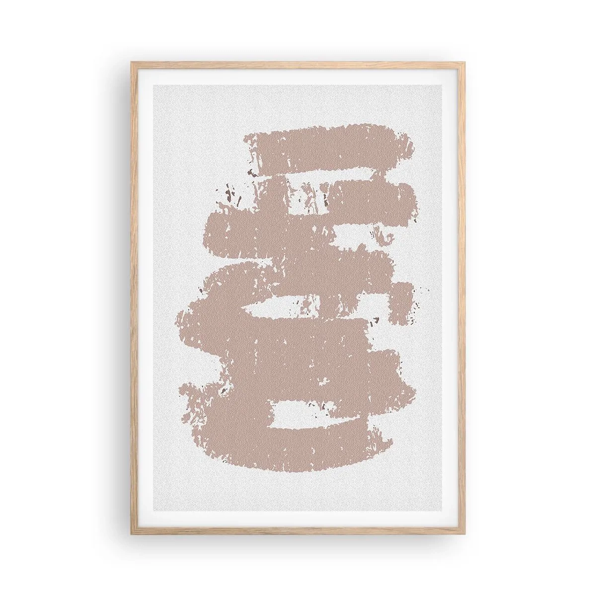 Pôster com moldura de carvalho claro - Abstração em rosa suave - 70x100 cm