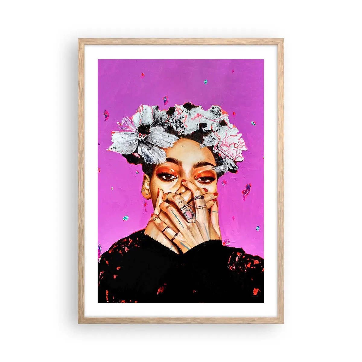 Pôster com moldura de carvalho claro - Um pouco louco - 50x70 cm