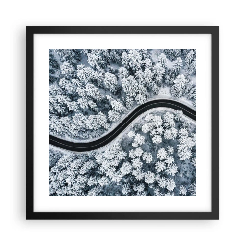 Pôster com moldura preta - Pelaa floresta no inverno - 40x40 cm