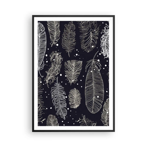 Pôster com moldura preta - Rendas de penas - 70x100 cm