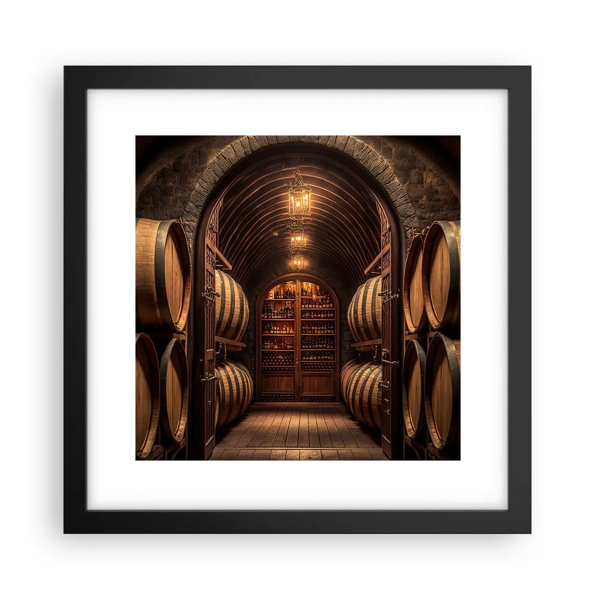 Pôster com moldura preta - Porão atmosférico - 30x30 cm