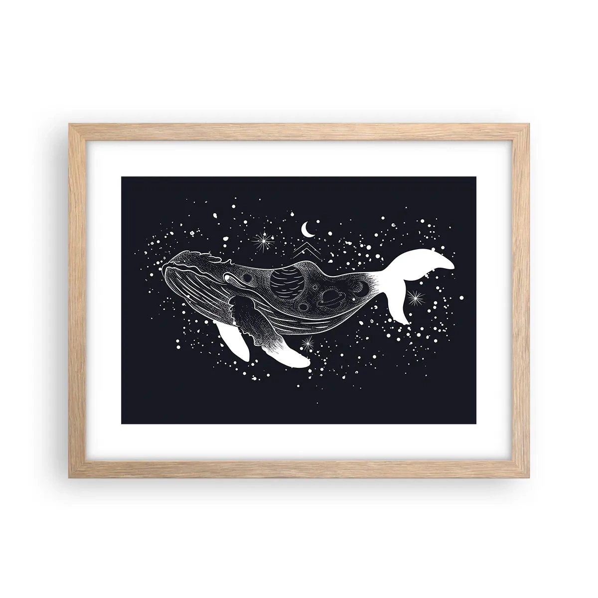 Pôster com moldura de carvalho claro - No oceano do universo - 40x30 cm